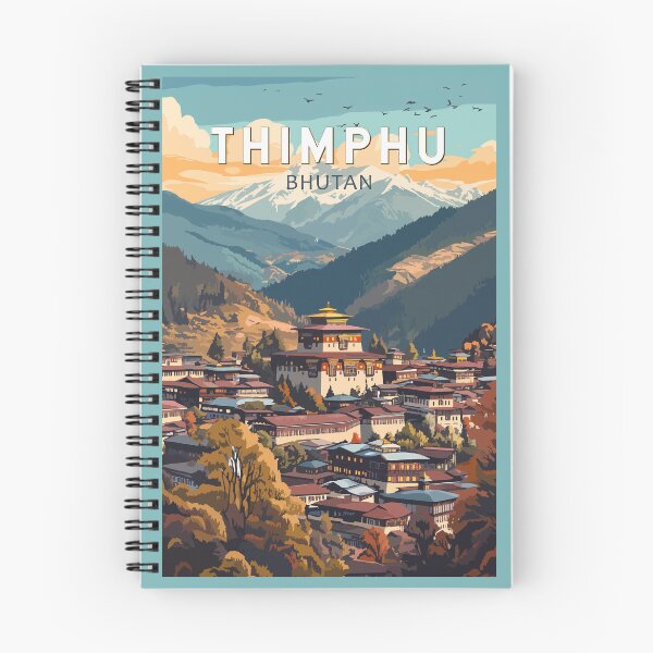 Item preview, Thimphu Bhutan Illustration Travel Art Vintage designed and sold by KrisSidDesigns.