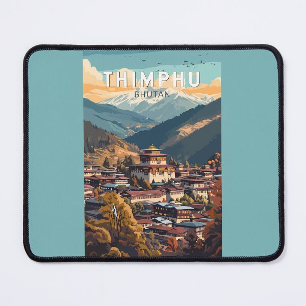 Item preview, Thimphu Bhutan Illustration Travel Art Vintage designed and sold by KrisSidDesigns.