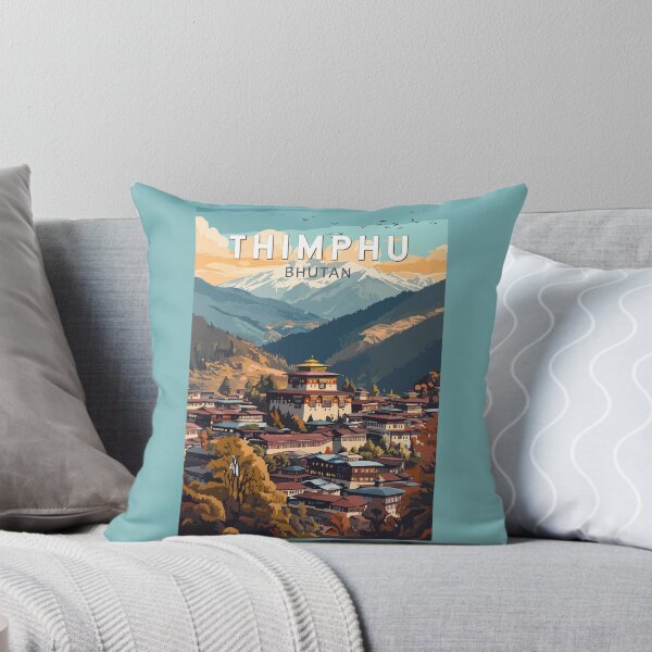 Item preview, Thimphu Bhutan Illustration Travel Art Vintage designed and sold by KrisSidDesigns.