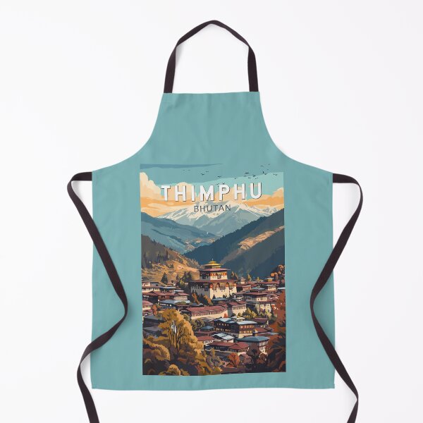 Item preview, Thimphu Bhutan Illustration Travel Art Vintage designed and sold by KrisSidDesigns.