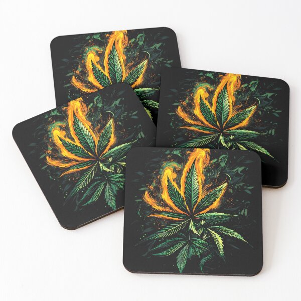 Item preview, burning cannabis leaves designed and sold by Lyadesigne.