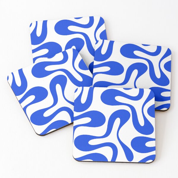 Item preview, Patrón abstracto moderno contemporáneo en azul real y blanco designed and sold by kierkegaard.