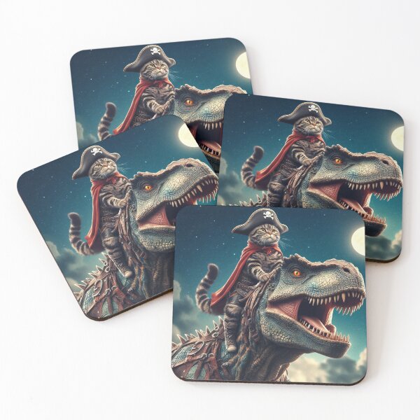 Item preview, cute pirate cat and dinosaur designed and sold by Dogandesighn.