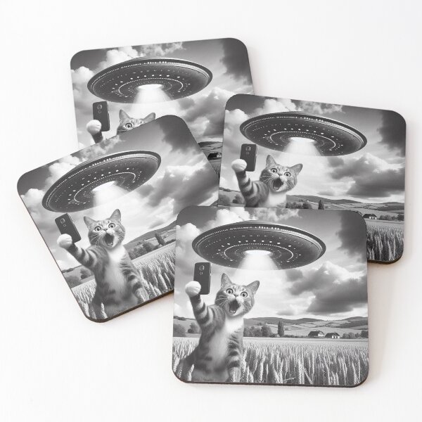 Item preview, Cat Selfie With Alien UFO Funny Cat   designed and sold by ArtFromBeyond.