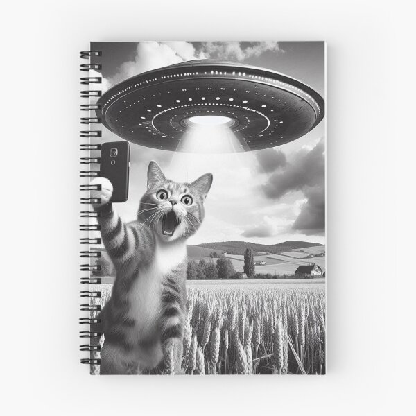 Aperçu de l'œuvre Selfie de chat avec un OVNI extraterrestre drôle de chat créée et vendue par ArtFromBeyond.