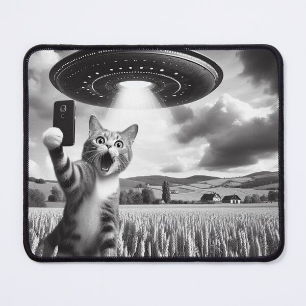 Item preview, Cat Selfie With Alien UFO Funny Cat designed and sold by ArtFromBeyond.