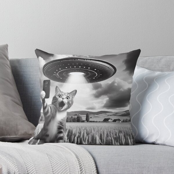 Item preview, Cat Selfie With Alien UFO Funny Cat   designed and sold by ArtFromBeyond.