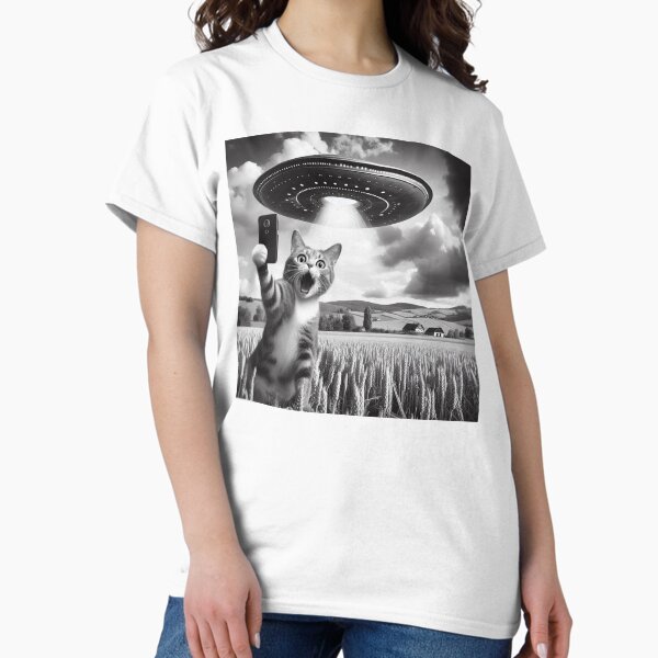 Item preview, Cat Selfie With Alien UFO Funny Cat   designed and sold by ArtFromBeyond.