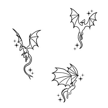 Artwork thumbnail, dragons and stars pack black and white by catdiasart