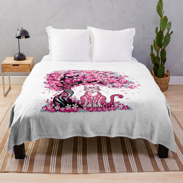 Item preview, Pink flowers with cat designed and sold by trendspatterns.