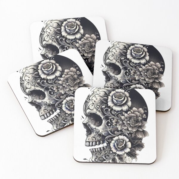 Item preview, Skull & Flowers - Gothic Tattoo-Inspired T-Shirt designed and sold by Machciu04.