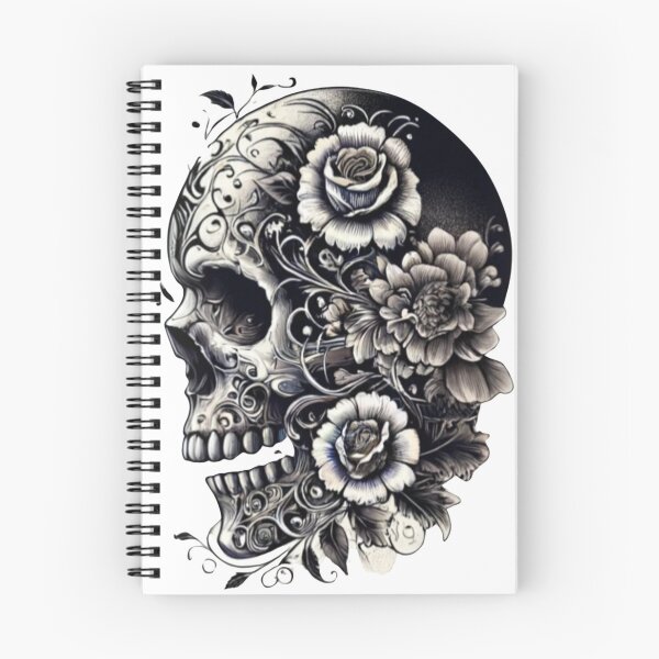 Item preview, Skull & Flowers - Gothic Tattoo-Inspired T-Shirt designed and sold by Machciu04.