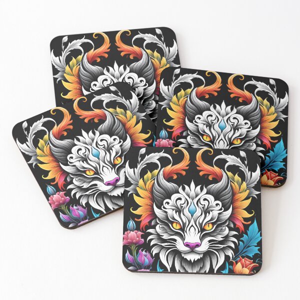 Item preview, Floral maine coon pattern – colorful ornamental designed and sold by Pepelatc.