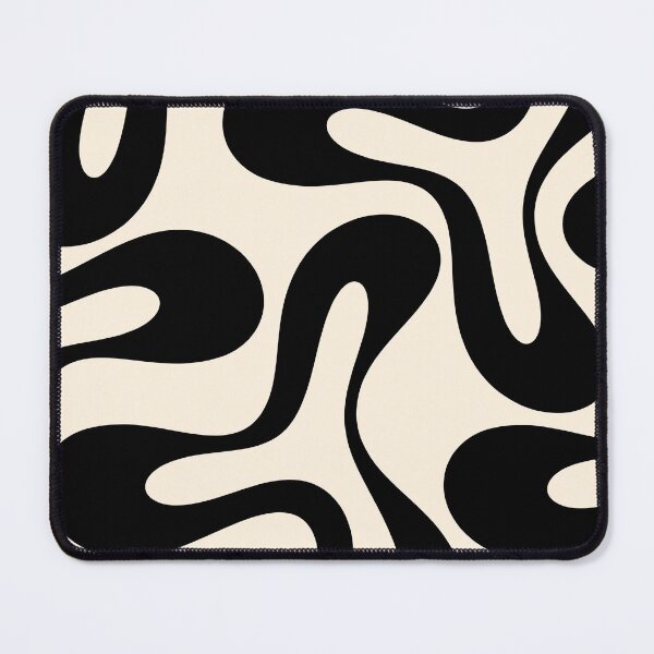 Item preview, Contemporary Modern Abstract Soft Curves Pattern in Black and Almond Cream designed and sold by kierkegaard.