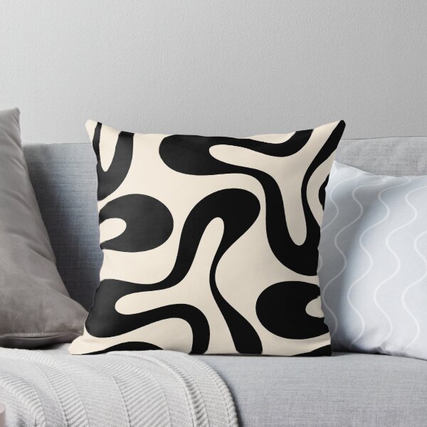 Item preview, Contemporary Modern Abstract Soft Curves Pattern in Black and Almond Cream designed and sold by kierkegaard.