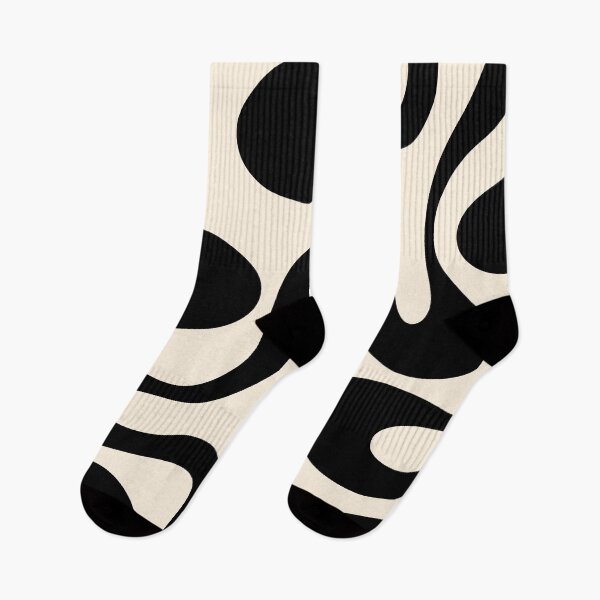 Item preview, Contemporary Modern Abstract Soft Curves Pattern in Black and Almond Cream designed and sold by kierkegaard.