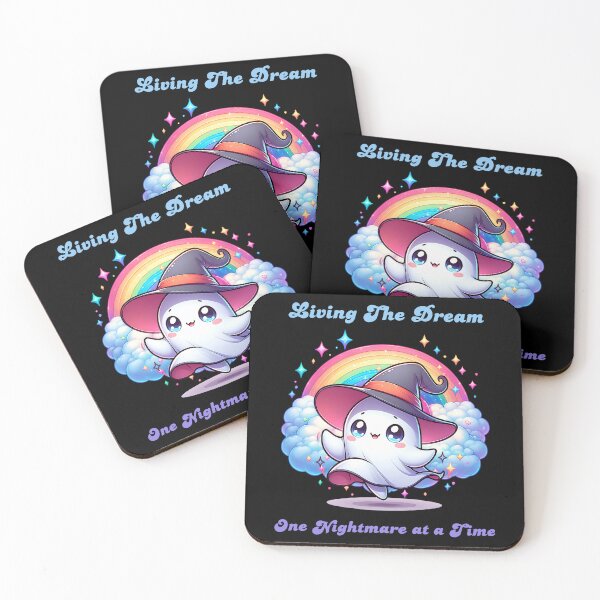 Item preview, Cute Dancing Ghost - Funny "Living the Dream, One Nightmare at a Time" designed and sold by Kawaii-n-Spice.