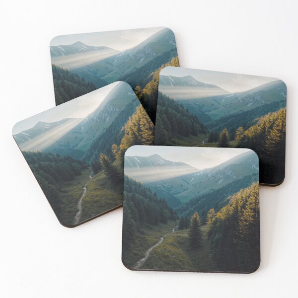 Item preview, Sunlit Valley Between Green Mountains at Sunrise designed and sold by regnumsaturni.