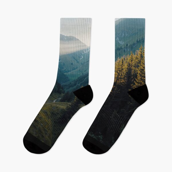 Item preview, Sunlit Valley Between Green Mountains at Sunrise designed and sold by regnumsaturni.