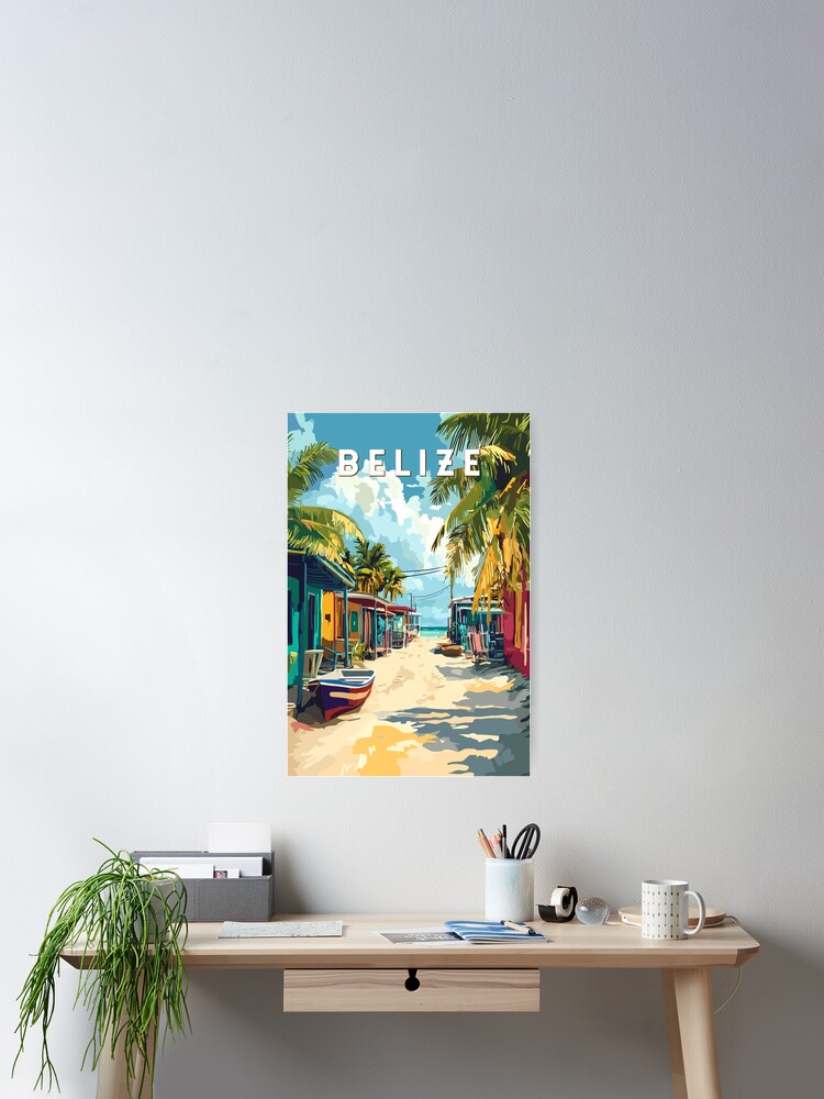 Thumbnail 2 of 3, Poster, Belize Illustration Travel Art Vintage designed and sold by KrisSidDesigns.