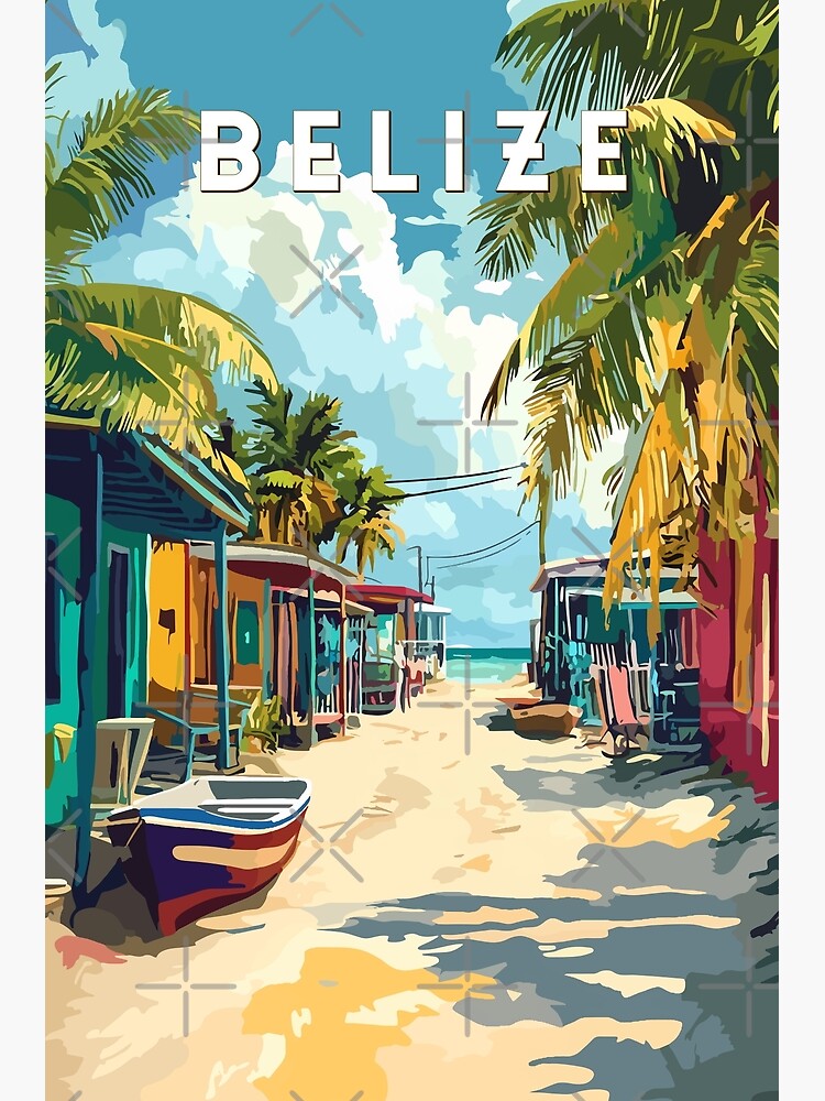 Thumbnail 3 of 3, Poster, Belize Illustration Travel Art Vintage designed and sold by KrisSidDesigns.
