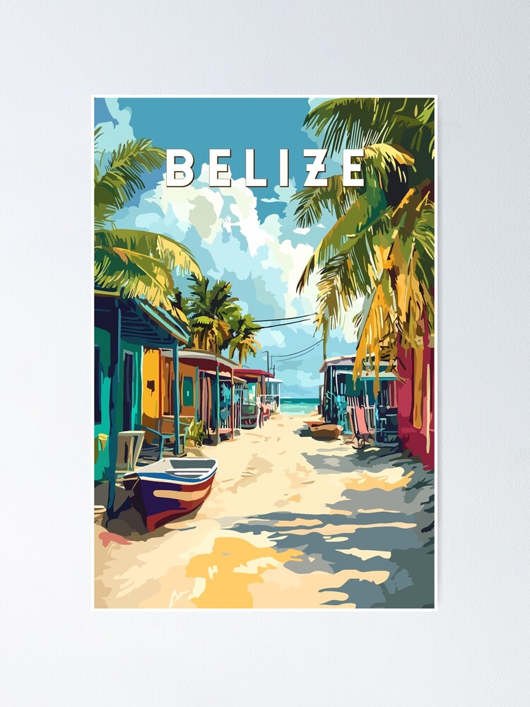 Thumbnail 1 of 3, Poster, Belize Illustration Travel Art Vintage designed and sold by KrisSidDesigns.