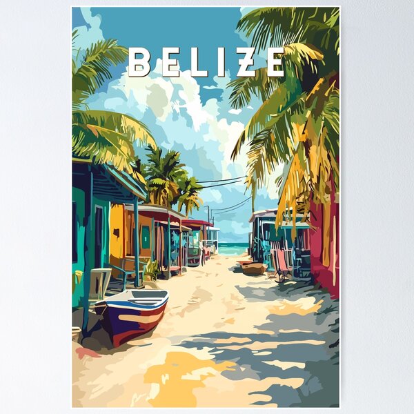 Item preview, Belize Illustration Travel Art Vintage designed and sold by KrisSidDesigns.