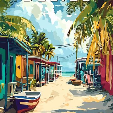 Artwork thumbnail, Belize Illustration Travel Art Vintage by KrisSidDesigns