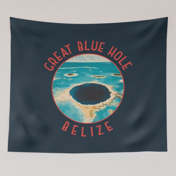 Item preview, Belize Great Blue Hole Retro Distressed Circle designed and sold by KrisSidDesigns.