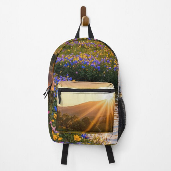 Item preview, Sunset Over Mountain with Wildflowers and Reflective Stream designed and sold by regnumsaturni.