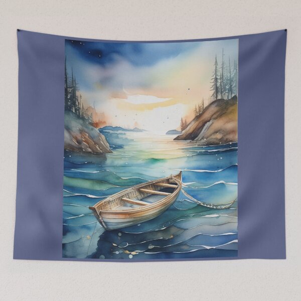 Item preview, Boat in a serene sea designed and sold by Rompecabezas.