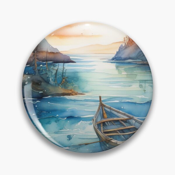 Item preview, Boat in a serene sea landscape designed and sold by Rompecabezas.