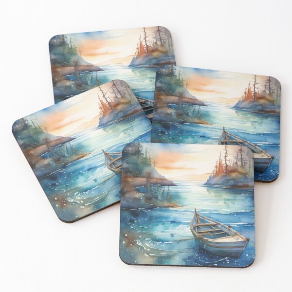 Item preview, Boat in a serene sea landscape designed and sold by Rompecabezas.