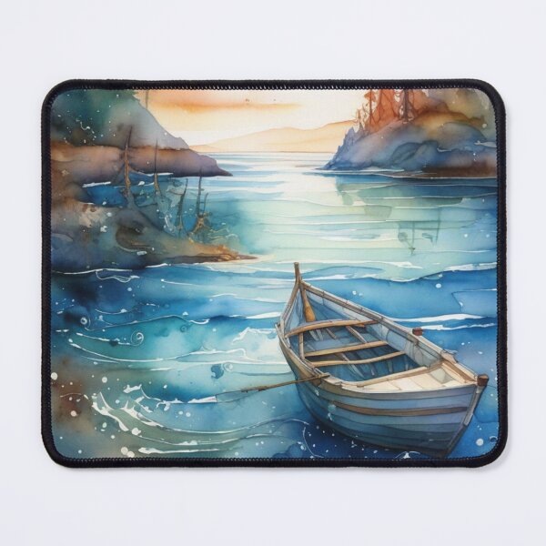 Item preview, Boat in a serene sea landscape designed and sold by Rompecabezas.