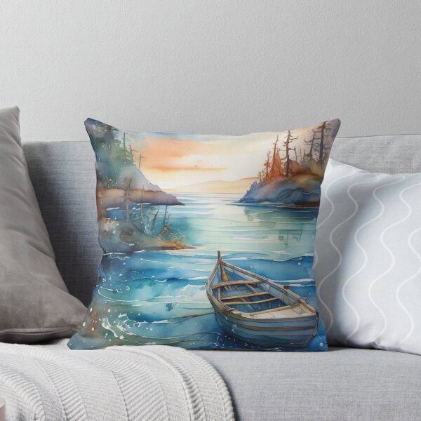 Item preview, Boat in a serene sea landscape designed and sold by Rompecabezas.