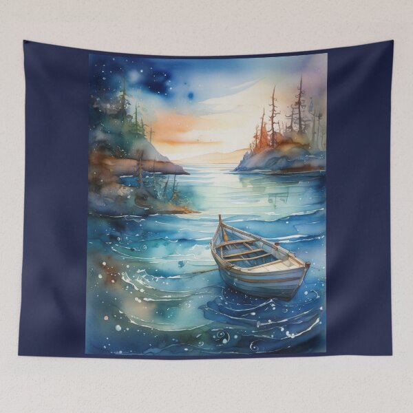 Item preview, Boat in a serene sea landscape designed and sold by Rompecabezas.