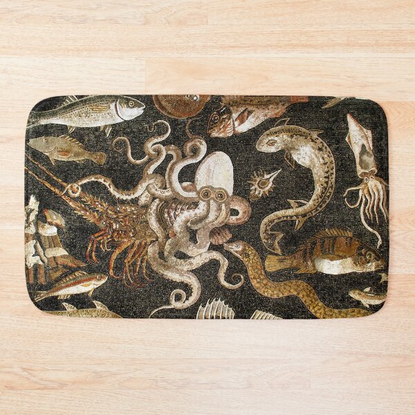 Item preview, Antique Roman Mosaic Pompeii Sea Life Stone Mosaic designed and sold by Pixelchicken.