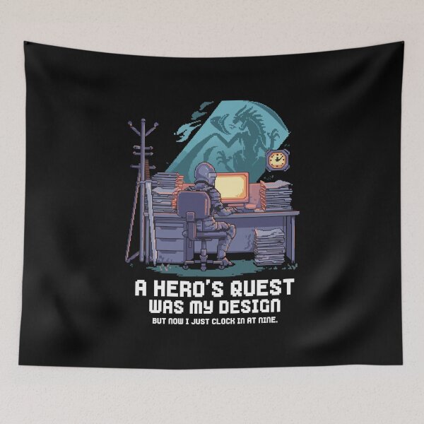 Item preview, A Hero's Quest - Office Humor Pixel Art T-shirt designed and sold by skiprender.