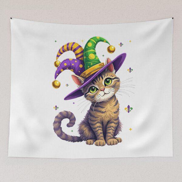 Aperçu de l'œuvre Mardi Gras drôle Meowdy Gras drôle Meowdi Gras Mardi Gras 2025 créée et vendue par ArtByKatti.