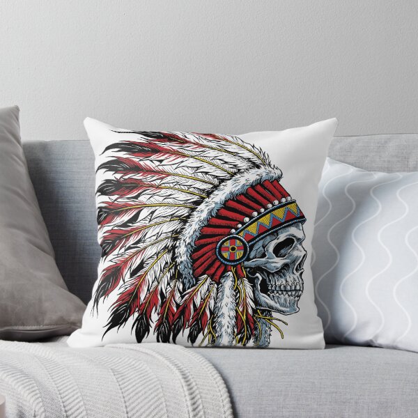 Item preview, Skull with Warrior Feather Headdress | Tattoo & Fantasy Art Design designed and sold by traxim.