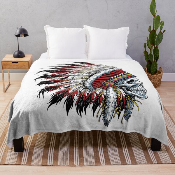 Item preview, Skull with Warrior Feather Headdress | Tattoo & Fantasy Art Design designed and sold by traxim.
