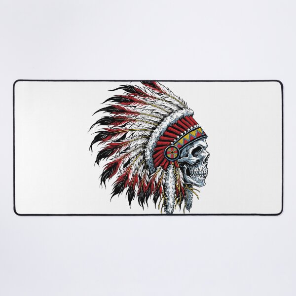 Item preview, Skull with Warrior Feather Headdress | Tattoo & Fantasy Art Design designed and sold by traxim.