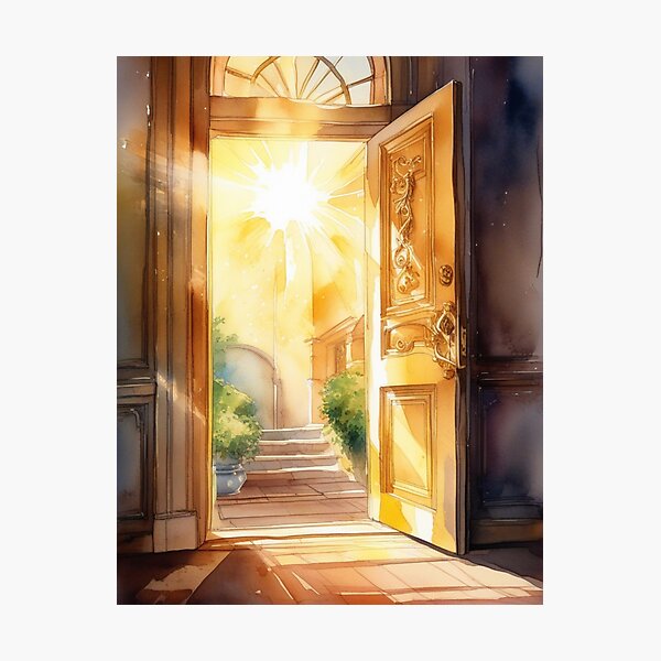 Item preview, Shiny door in sunset designed and sold by Rompecabezas.