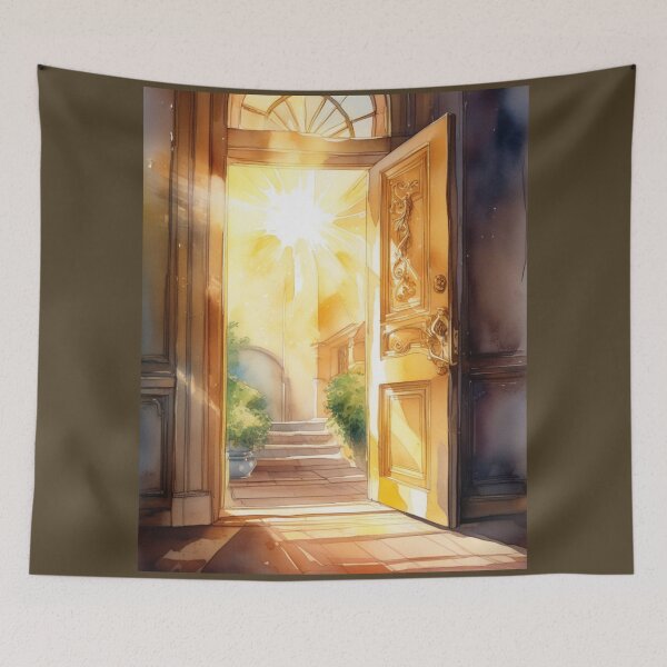 Item preview, Shiny door in sunset designed and sold by Rompecabezas.