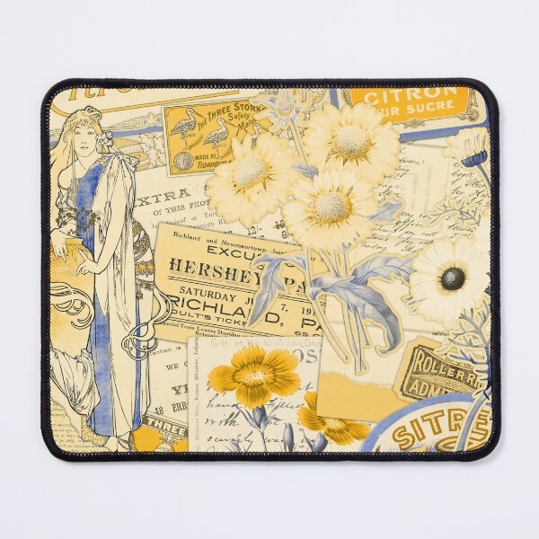 Item preview, Vintage Pastel Yellow Collage - Floral Alphonse Mucha designed and sold by jupitermoons.