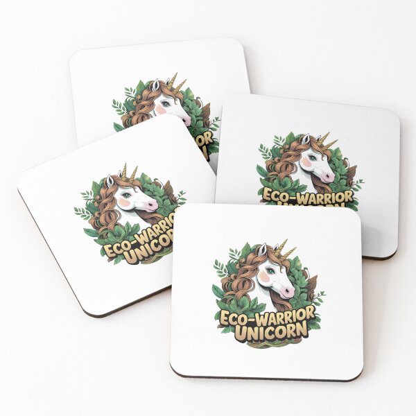 Item preview, Eco Warrior Unicorn Entwined Lush Leaves Vines Recycled Elements Bold Organic Typography Vibrant Greens Warm Browns Sustainable Gold designed and sold by zoughlal.