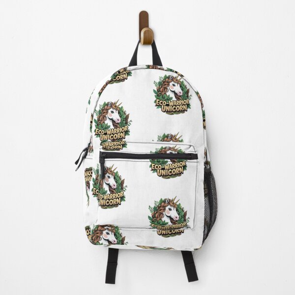 Item preview, Eco Warrior Unicorn Entwined Lush Leaves Vines Recycled Elements Bold Organic Typography Vibrant Greens Warm Browns Sustainable Gold designed and sold by zoughlal.