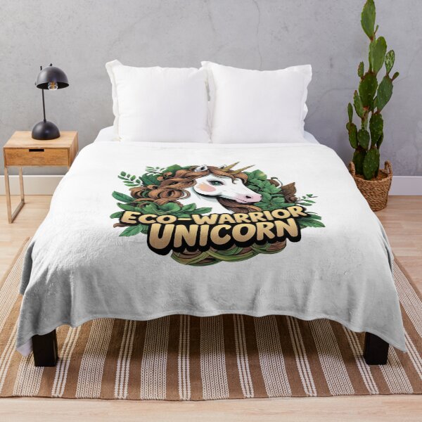 Item preview, Eco Warrior Unicorn Entwined Lush Leaves Vines Recycled Elements Bold Organic Typography Vibrant Greens Warm Browns Sustainable Gold designed and sold by zoughlal.