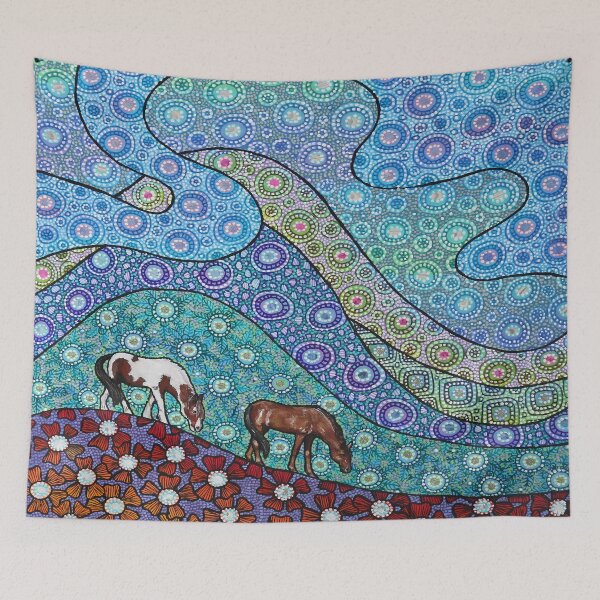 Item preview, Two Horses Grazing in the Valley designed and sold by ManonElmendorp.