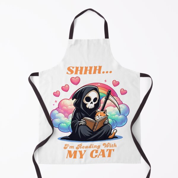 Item preview, Grim Reaper Reading with Cat - Funny "Shhh... I'm Reading" designed and sold by Kawaii-n-Spice.